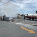 Falla mecánica provoca incendio de camioneta en Reynosa